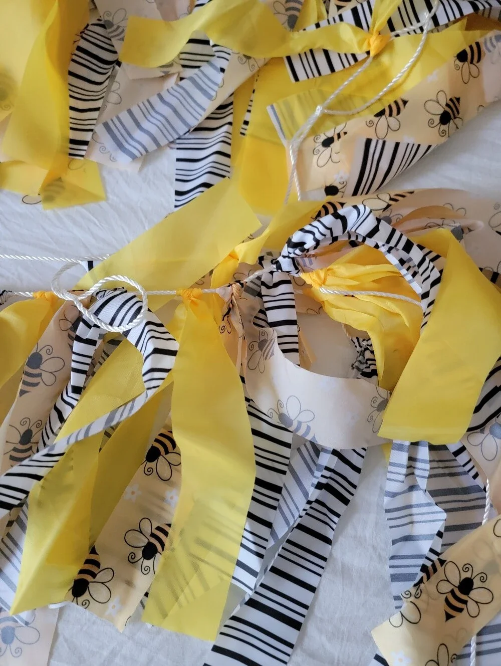 Yellow, Black & White Bee-Themed Party Garland